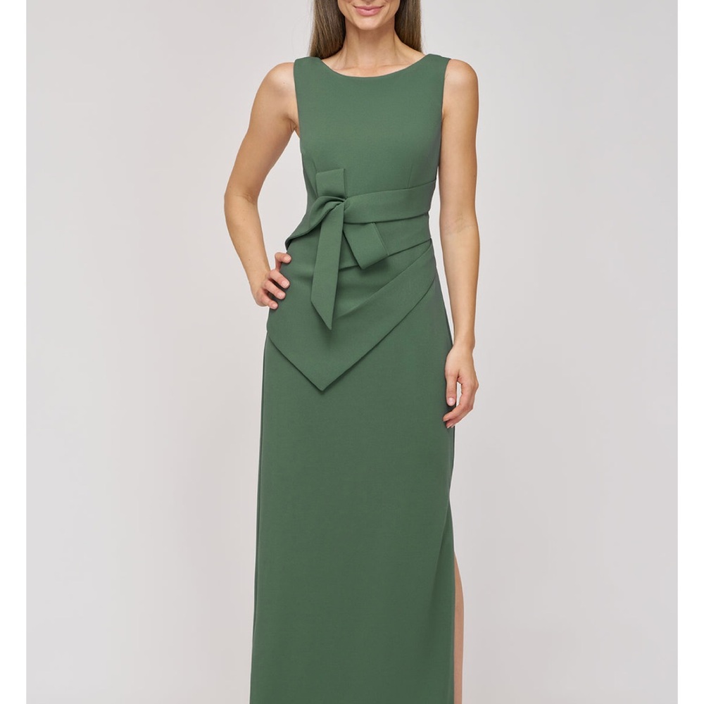 JS Collections Mallard Green Maxi Dress. Stretch Crepe.